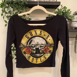 Guns and Roses Vintage Cropped Long-Sleeve-T
